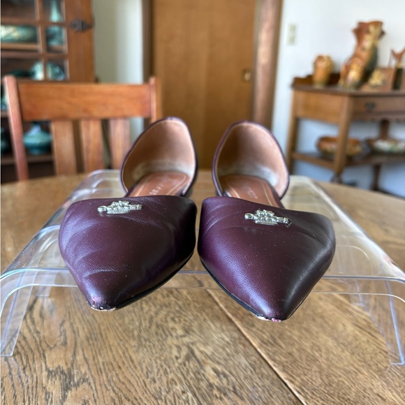 Coach D’Orsay Wine Color Leather Flats Size 8 - Picture 7 of 14